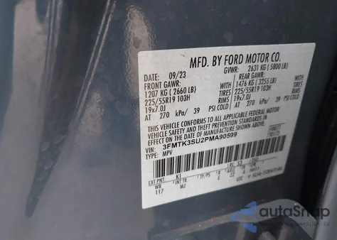 2023 Ford Mustang Mach-E Premium z USA, uszkodzony, nr VIN 3FMTK3SU2PMA90599